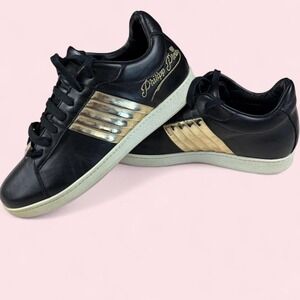 Philipp Plein Black Gold Leather Sneakers EU 38 Womens 7.5 8 Made in Italy